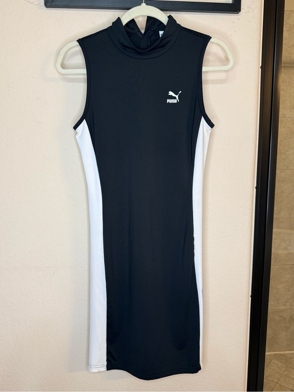Puma Black Sleeveless Bodycon Dress with White Side Panels